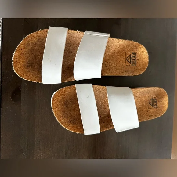 Reef Women's White and Tan Slide Sandals Size 8 - Picture 5 of 12